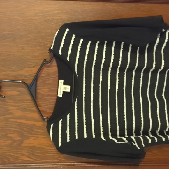 Coldwater Creek Black & White Stripe Short Sleeve Shirt Size XL - Picture 3 of 6